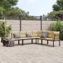 Set Panche Giardino Cuscini 4pz Nero Acciaio Verniciato Polvere