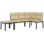 Set Panche Giardino Cuscini 3pz Nero Acciaio Verniciato Polvere