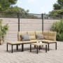 Set Panche Giardino Cuscini 4pz Nero Acciaio Verniciato Polvere