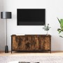 Mobile TV con Ante Rovere Fumo 102x35x45 cm Legno Multistrato