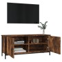 Mobile TV con Ante Rovere Fumo 102x35x45 cm Legno Multistrato