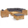 Set Divani da Giardino 8 pz con Cuscini Legno Massello di Teak