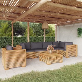 Set Divani da Giardino 7 pz con Cuscini Legno Massello di Teak