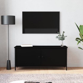 Mobile Porta TV con Ante Nero 102x35x45 cm in Legno Multistrato