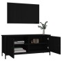 Mobile Porta TV con Ante Nero 102x35x45 cm in Legno Multistrato