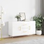 Credenza Bianco Lucido 100x36x60 cm in Legno Multistrato