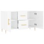 Credenza Bianco Lucido 100x36x60 cm in Legno Multistrato