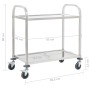 Carrello da Cucina a 2 Livelli 96,5x55x90 cm in Acciaio Inox