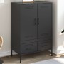 Credenza Nera 68x39x101,5 cm in Acciaio Laminato a Freddo