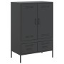 Credenza Nera 68x39x101,5 cm in Acciaio Laminato a Freddo