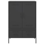 Credenza Nera 68x39x101,5 cm in Acciaio Laminato a Freddo