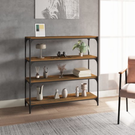 Libreria rovere fumo 100x33x100 cm Legno Multistrato e Acciaio