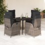 Set da Pranzo da Giardino 5 pz con Cuscini in Polyrattan Grigio