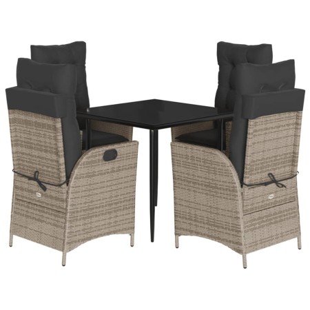 Set da Pranzo da Giardino 5 pz con Cuscini in Polyrattan Grigio