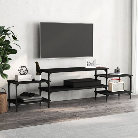 Mobile Porta TV Nero 197x35x52 cm in Legno Multistrato