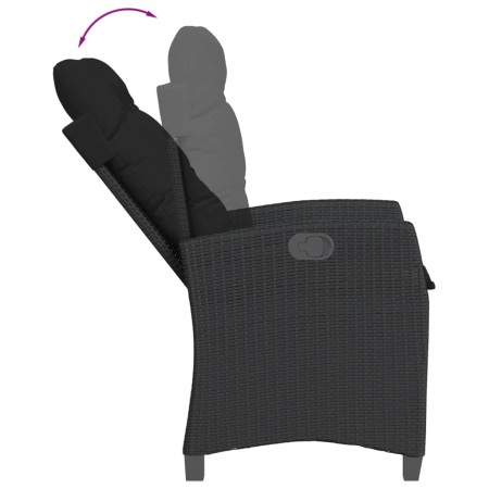 Set da Pranzo da Giardino 9 pz con Cuscini Nero in Polyrattan