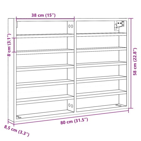 Armadietto Vetrina Rovere Sonoma 80x8,5x58 cm Legno Multistrato