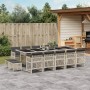 Set da Pranzo da Giardino 15 pz con Cuscini Grigio Polyrattan