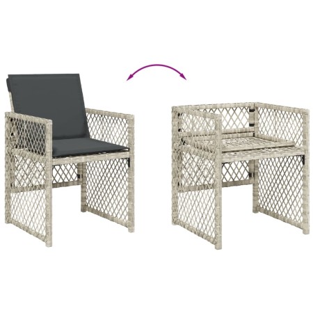 Set da Pranzo da Giardino 15 pz con Cuscini Grigio Polyrattan