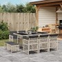 Set Pranzo Giardino 11pz con Cuscini Grigio Chiaro Polyrattan