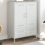 Credenza Bianca 68x39x101,5 cm in Acciaio Laminato a Freddo