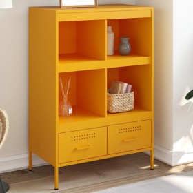 Credenza Giallo Senape 68x39x101,5 cm Acciaio Laminato Freddo