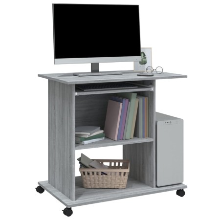 Scrivania Computer Grigio Sonoma 80x50x75 cm Legno Multistrato