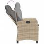 Set da Pranzo da Giardino 3 pz con Cuscini Beige in Polyrattan