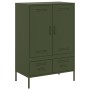 Credenza Verde Oliva 68x39x101,5 cm Acciaio Laminato a Freddo