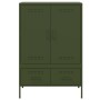 Credenza Verde Oliva 68x39x101,5 cm Acciaio Laminato a Freddo