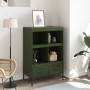 Credenza Verde Oliva 68x39x101,5 cm Acciaio Laminato a Freddo