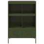 Credenza Verde Oliva 68x39x101,5 cm Acciaio Laminato a Freddo