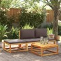 Poggiapiedi Giardino con Cuscino 65x65x29 Legno Massello Acacia