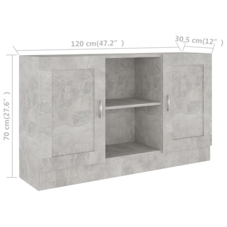 Credenza Grigio Cemento 120x30,5x70 cm in Legno Multistrato