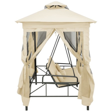 Gazebo Convertibile Panchina a Dondolo Bianco Crema