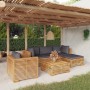 Set Divani da Giardino 6 pz con Cuscini Legno Massello di Teak