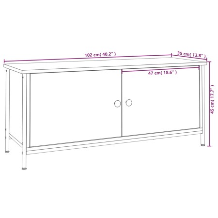 Mobile TV con Ante Rovere Sonoma 102x35x45 cm Legno Multistrato