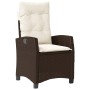 Set da Pranzo da Giardino 3pz con Cuscini in Polyrattan Marrone