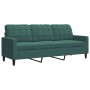 Set di Divani 3 pz con Cuscini Verde scuro in Velluto