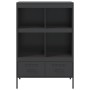 Credenza Nera 68x39x101,5 cm in Acciaio Laminato a Freddo