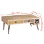 Tavolino Salotto con Cassetti Legno Massello Mango 105x55x41 cm