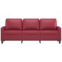 Divano a 3 Posti Rosso Vino 180 cm in Similpelle