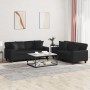 Set di Divani 2 pz con Cuscini Nero in Similpelle
