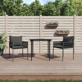 Sedie da Giardino con Cuscini 2pz Nere 54x61x83cm in Polyrattan