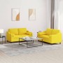 Set di Divani 2 pz con Cuscini Giallo Chiaro in Tessuto