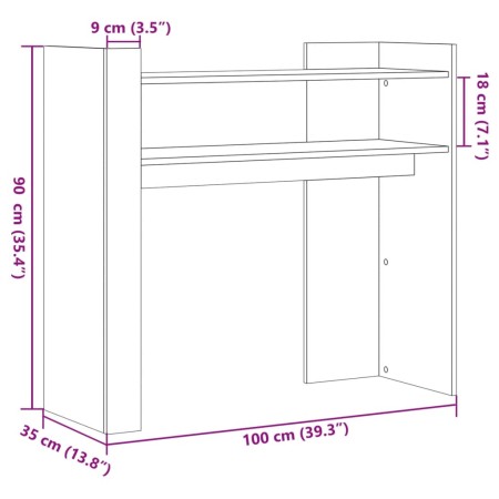 Tavolino Consolle Rovere Fumo 100x35x90 cm in Legno Multistrato