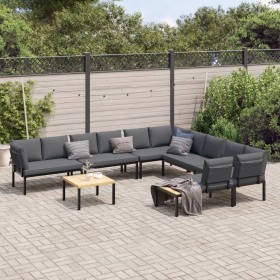 Set Divani da Giardino 7 pz con Cuscini in Alluminio Nero