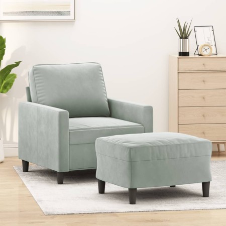 Poltrona con Poggiapiedi Grigio Chiaro 60 cm in Velluto