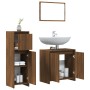 Set Mobili da Bagno 3 pz Rovere Marrone in Legno Multistrato