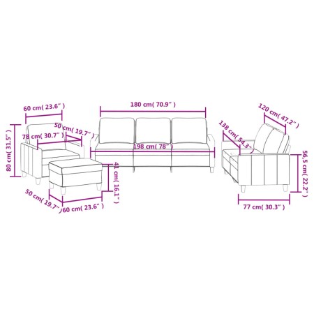 Set di Divani 4 pz con Cuscini cappuccino in Similpelle